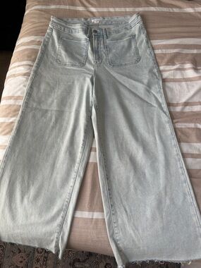 Good American Light Wash good waist Palazzo crop pants pockets Jeans sz 16
